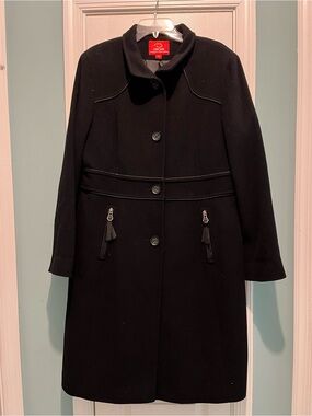Oscar an Oscar de la Renta Company Wool Cashmere Longline Peacoat Jacket Sz 16